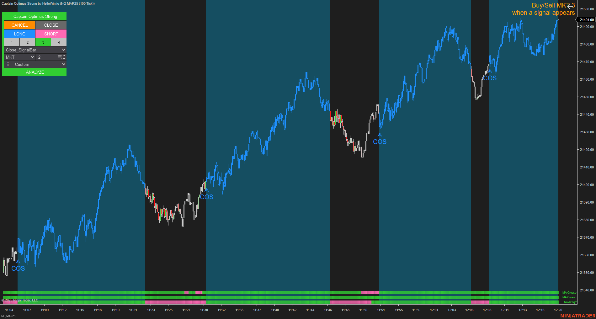 Captain Optimus Strong - Build your trading strategy with auto-execution for NinjaTrader 8