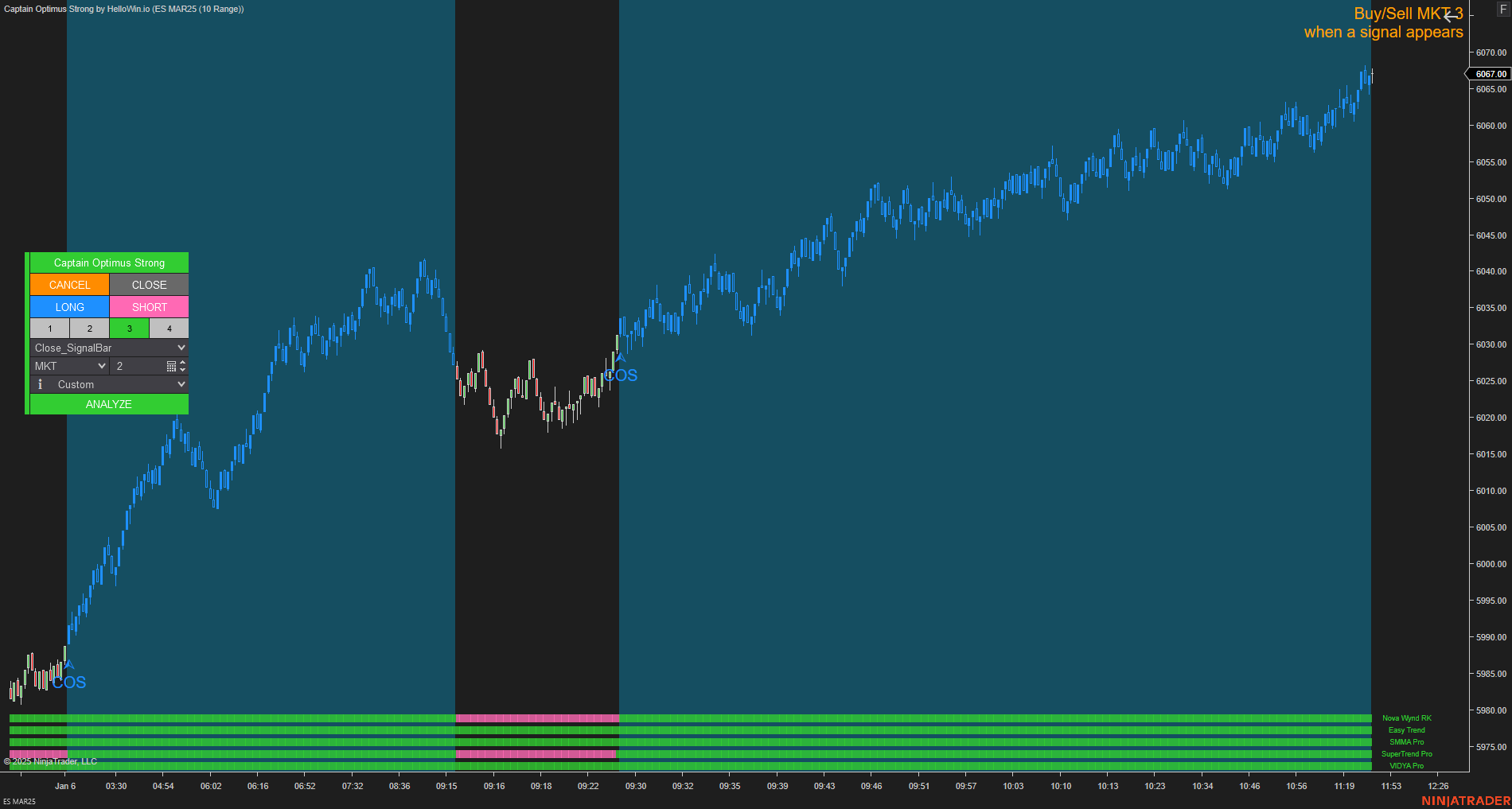 Captain Optimus Strong - Build your trading strategy with auto-execution for NinjaTrader 8