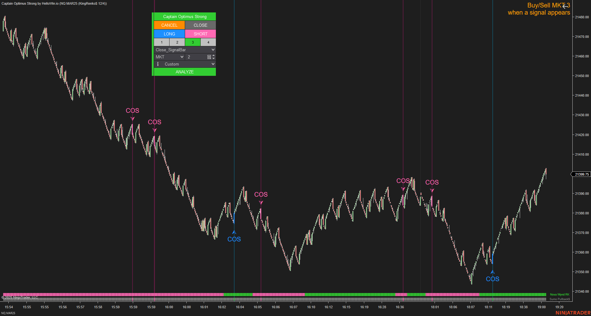 Captain Optimus Strong - Build your trading strategy with auto-execution for NinjaTrader 8
