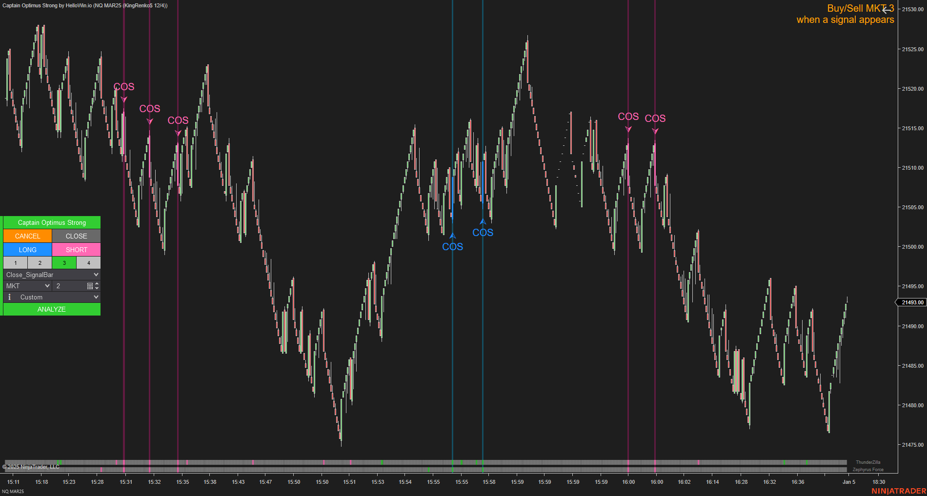 Captain Optimus Strong - Build your trading strategy with auto-execution for NinjaTrader 8
