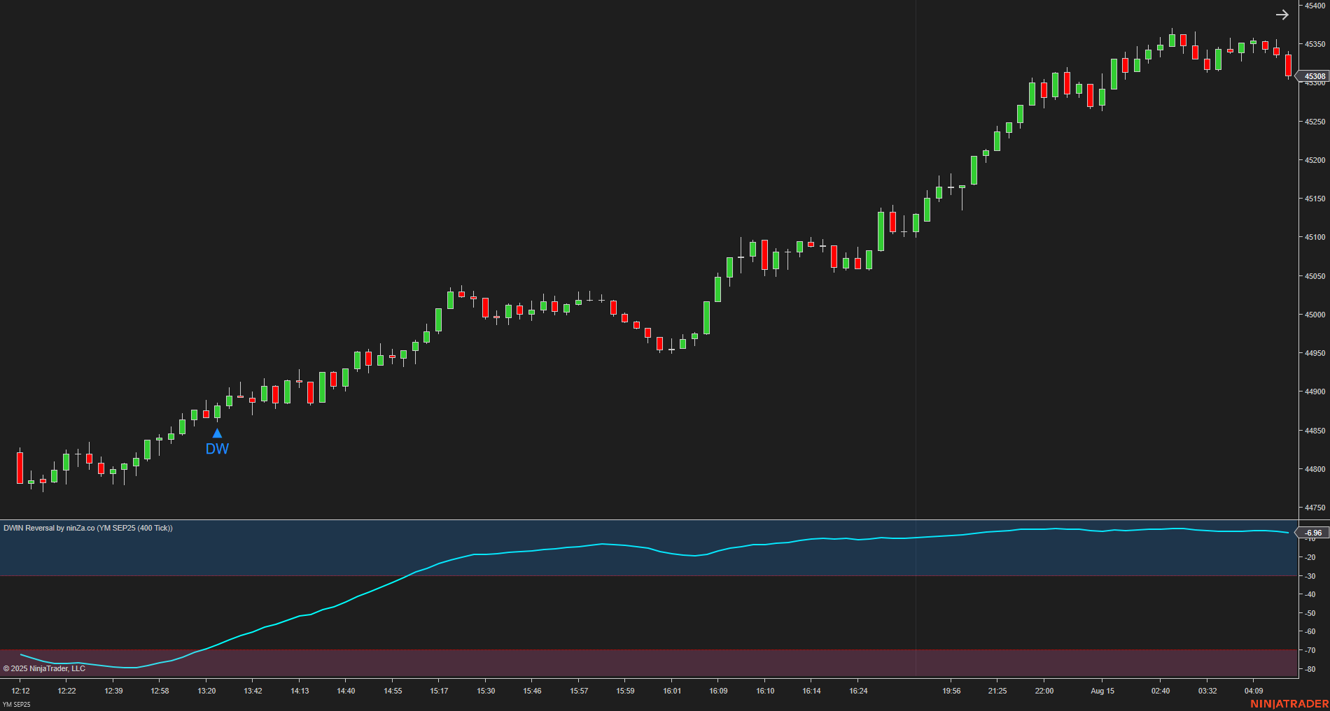 DWIN Reversal – NinjaTrader Oscillator for Spotting Market Extremes