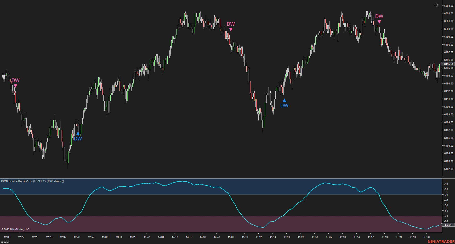 DWIN Reversal – NinjaTrader Oscillator for Spotting Market Extremes
